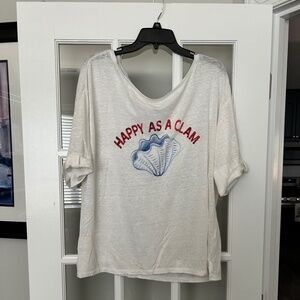 HAPPY AS.A CLAM Talbots 100% linen top